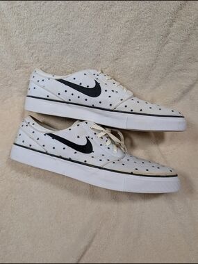 Nike SB Stefan Janoski Canvas Polka Dot Sneakers White Black Men’s Size 11.5
